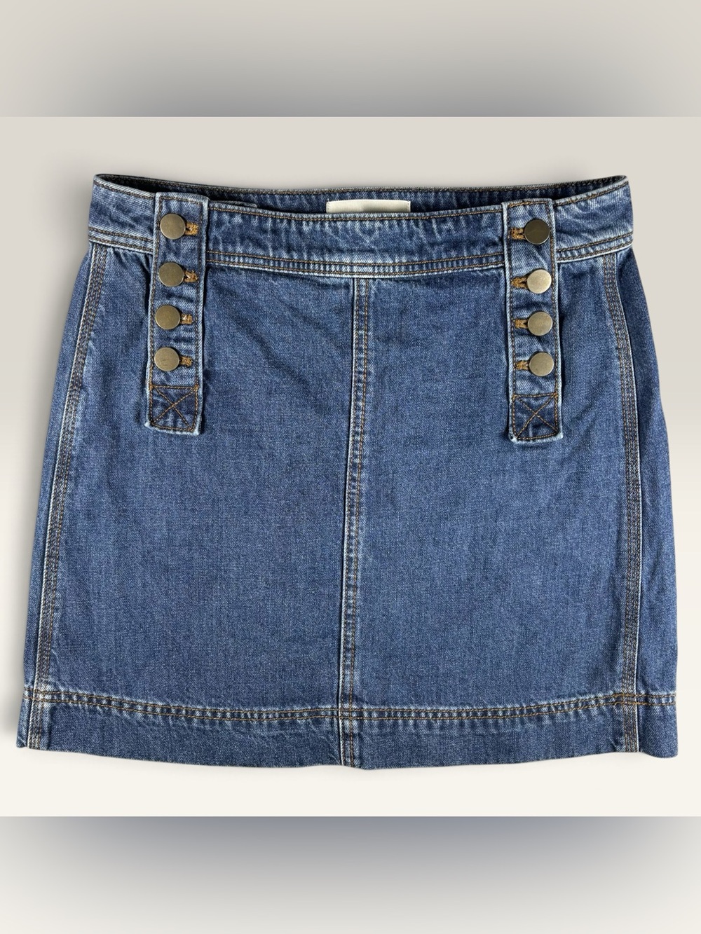 LOFT Denim Mini Skirt Size 0/25 Button Front Blue Jean Skirt